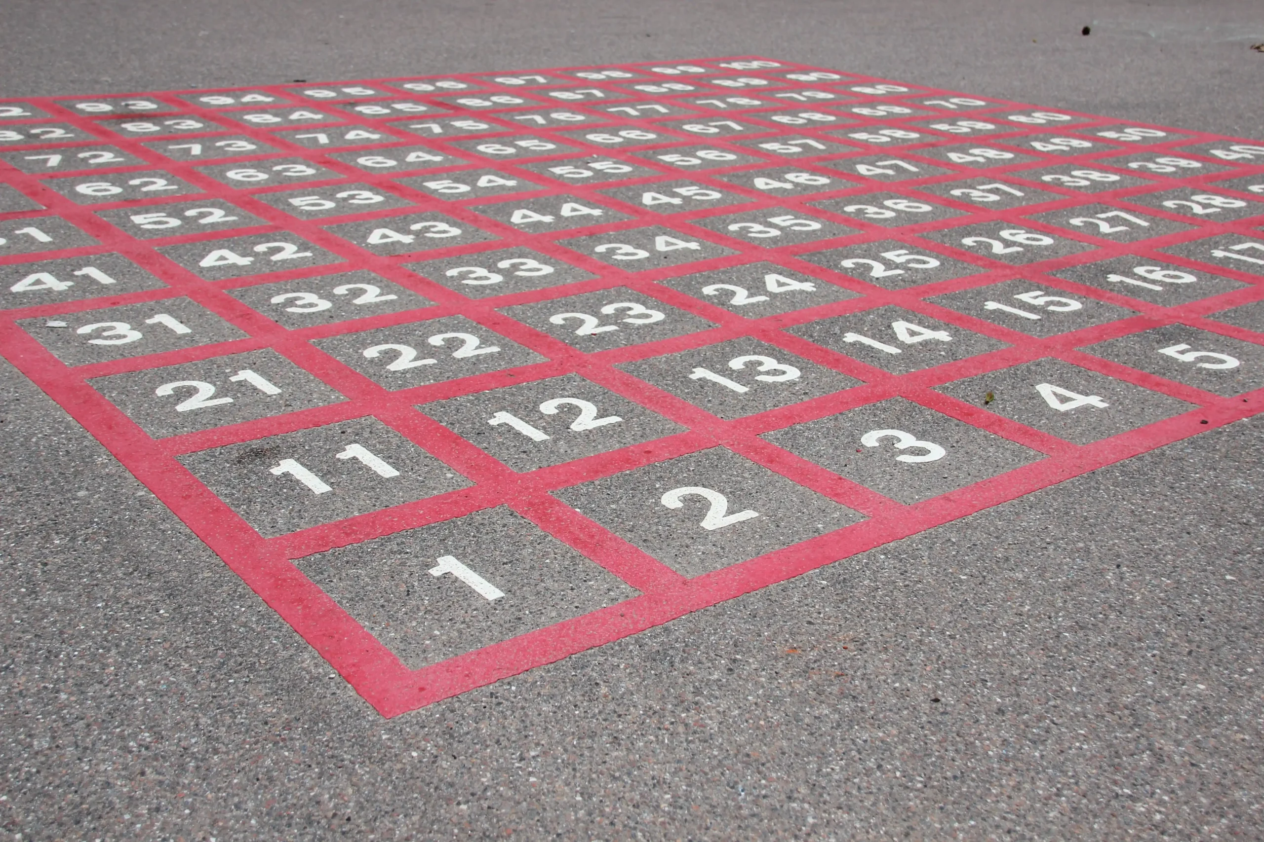 Educational maths playground markings for outdoor lessons